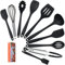 COVVY Home Silicone Kitchen Utensils Set(10 Piece) Heat Resistant Baking & Cooking Utensils Non Stick - Non Scratch Cooking Utensils Kitchen Good Helper (Black)