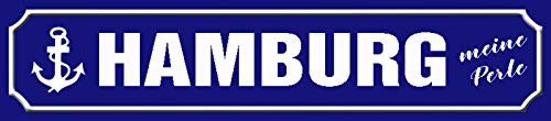 Schatzmix Straßenschild Hamburg Meine Perle Metallschild 46x10 cm Wanddeko tin Sign Blechschild, Blech, Mehrfarbig