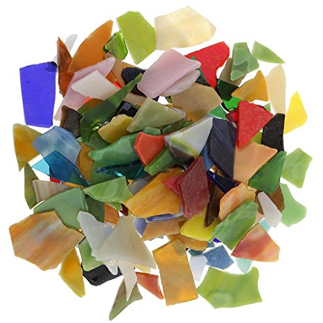dailymall Glasmosaik Bruchmosaik Glas Farbenmix Bruchstücke Mosaik Steine Fliesenbruch Bastelmosaik - 200 Stücke, 10-30mm