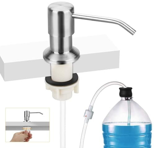 Linkstyle Dispensador De Jabón para Fregadero Cocina, Dispensador Integrado con Tubo Extensión De 47, Níquel Cepillado