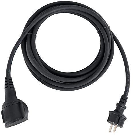 Stagecaptain PSPEXT-5 Verlängerungskabel - Länge: 5m - Schutzklasse IP44 - H07RN-F Kabel (3x 1,5 mm²) - Gummiummantelt - Mit Kindersicherung und Abdeckkappe - Schwarz