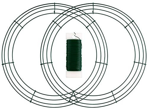 Elcoho 2 Pack Wreath Frames with Green Flexible Paddle Wire Holiday Wreath Frames for Christmas Wreaths, Crafts, and Floral Flower Arrangements