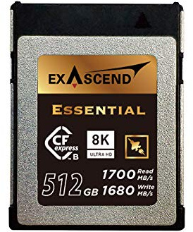 Exascend Essential 2 TB / 1 TB / 512 GB / 256 GB CFExpress Karte Typ B, bis zu 1.800 MB/s, kompatibel mit Canon, Nikon, Panasonic und anderen Kameras (512 GB)