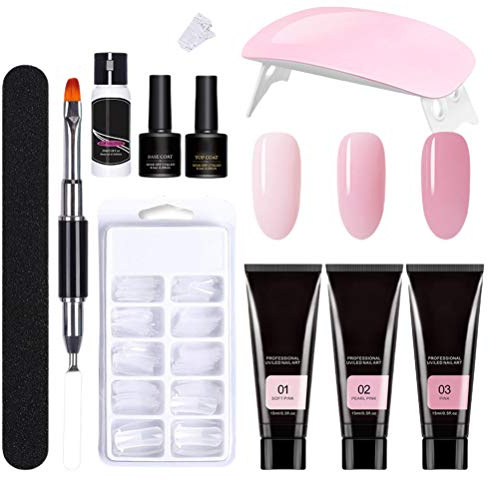 Hosuho Nagelverlängerung Gel Set, Enhancement Builder Gel mit Nagellampe, Nagelgel Verlängerung Kleber Nägel Gel Set Nail Art Design Anfänger Kit