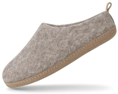 HAUSSIMPLE Handmade Wool Felt Slippers for Women & Men, 100% Natural Felted Wool House Shoes with Premium Suede Sole, Warm Breathable Indoor Slip-On for Cold Floors (Gray, 6.5 Women/5 Men)