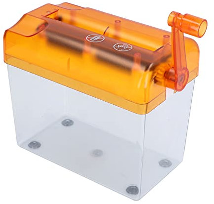 Tragbarer Manueller Aktenvernichter für Zuhause, Aktenvernichter mit 2 Blatt Kreuzschnitt, Handkurbel-Aktenvernichter mit Griff, 1 L Fassungsvermögen, für Office Desktop Home(Orange)