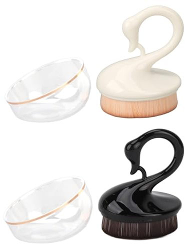 Nail Art Dust Brushes, Swan Appearance Soft Bristles Nail Dust Remover Brushes for Cleaning Nails with Lid Nail Powder Cleaner Brush