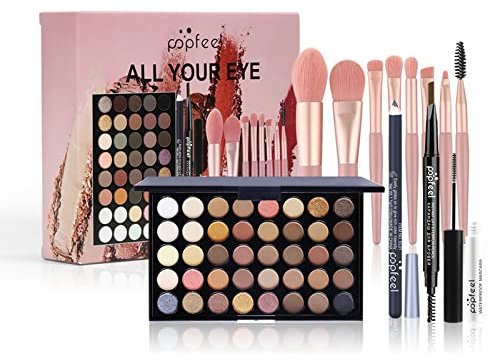 Kit de Maquillaje Profesional Completo, MKNZOME Set de Maquillaje Mujer Estuches de Maquillaje Portátil Paletas de Sombras de Ojos Fundación barra de labios para Mujeres Niñas