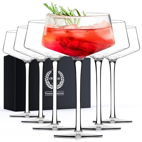 Chouggo Martini-Gläser 6er Set, 237 ml, Cocktailgläser, mundgeblasen, Premium-Kristall-Cocktailglas für Bar, Martini, Cosmopolitan, Manhattan