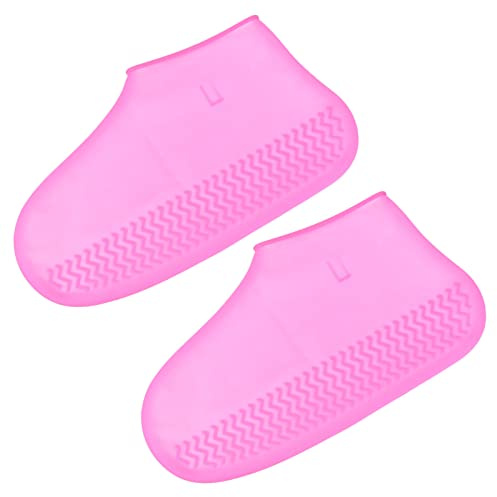 PATIKIL Pieghevole Impermeabile Silicone Scarpe Copertura, Riutilizzabili Antiscivolo Copriscarpe Pioggia Stivali Scarpe Copertura Protezioni Galosce per Esterni Pioggia Neve, Rosa