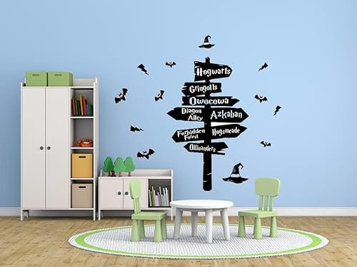 Riesiger großer Wandaufkleber mit Hogwarts-Straßenschild, für Kinder, Jungen, Schlafzimmer, Kunst, Wanddekoration