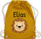Turnbeutel Rucksack - Löwen - Süßer Löwe - Kindergarten Kita - Unisize - Senfgelb - personalisierte tieren beutel baumwolle kinderturnbeutel jungen personalisierter kindergartenrucksack löwe.