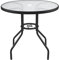 Yaheetech Table de Jardin Ronde en Verre Diamètre 70 cm, Facile d'entretien avec Trou pour Parasol et Plateau en Verre, Table Basse en métal pour Jardin/Balcon/terrasse Noir