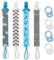 Suofuolef Confezione da 4 nastri per ciuccio per bambini, set di catenella per ciuccio con adattatori, clip per neonati, nascita e battesimo