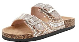 QUEEN HELENA Ciabatte con Doppia Fibbia con Strass Estive Donna R231 (Rosa, Sistema Taglie Calzature EU, Adulto, Donna, Numero, Media, 38)