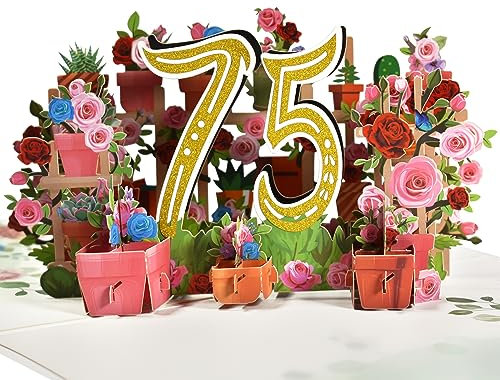 GREETING ART Geburtstagskarten, Geburtstagskarte 75. Geburtstag, 75. Geburtstag Frau Männer, Geburtstagskarte 75, 3d Pop Up Karte für Mütter Ehefrau Freunde
