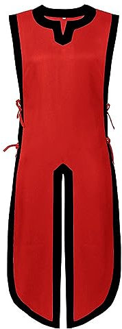 FNKDOR Halloween Kostüm Mittelalterliche Robe, Weste, großer Ball, Party, Bühne, Kostüm, Trägerrock (Red, XXXL)