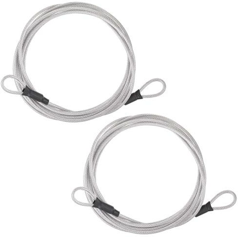 EUIOOVM Security Cable Safety Bike Lock - 2 Pcs Double Loop Braided Steel Tethers Silver Portable Lock Cable Rope with Sealed Looped Ends for Motorbikes Luggage Helmet Padlock