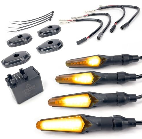 Aharon Motolumino LED Sequenzielle Fließende Lauflichtblinker | Komplettset für Suzuki Super-hell | Getönte Linse | Blinker | E-Kennzeichnung | Wasserdicht, Motorradblinker