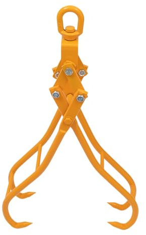 Pinza forestale per tronchi fino a 914 mm, forza di trazione 2T, pinza di sollevamento con 4 mandrini per camion, falegnameria, silvicoltura, edilizia, ecc. (giallo)