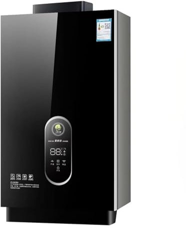 WHYATT Scaldacqua Gas, Scaldabagno Naturale a Temperatura Costante da 16 Litri, con Display Digitale Fahrenheit (Nero)