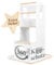 Kids Woody Star® Lernturm ab 1 Jahr [360° KIPPSCHUTZ] Höhenverstellbar Learning Tower Lernturm Montessori | Tritthocker Kinder | Holz/Weiß Eckig