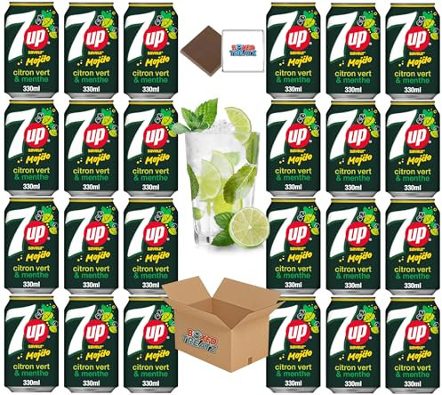 7UP Mojito Drink Soda Cans (24x330ml) Mint Lemon & Lime - Alcohol Free, Use As Mixers Boxed Treatz