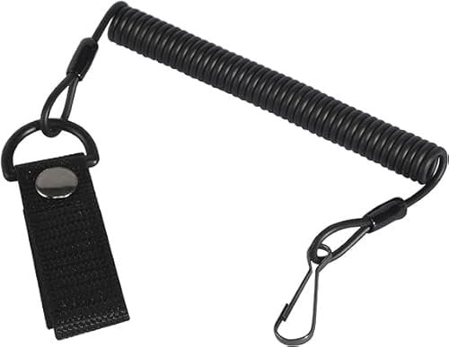 GUOYOU Paracord Tactical Lanyard, Anti-Perte Support Porte-clés Spiralé Sécurité Elastique, Ressort Hélicoïdal Keychain avec Mousqueton, Pour La Pêche, Randonnée, Chasse, L'alpinisme, Noir