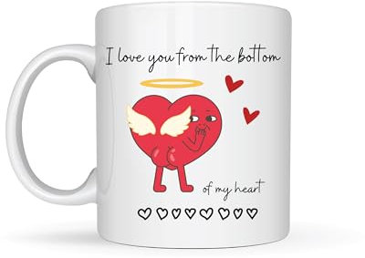 Star Online Funny Valentine’s Mug I Love You from My Bottom of My Heart 11oz Ceramic Coffee Mug Birthday Present Boyfriend Girlfriend Wedding