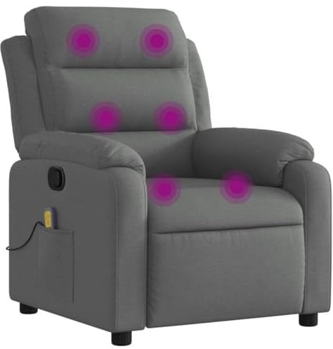 vidaXL Massagesessel, Sessel Verstellbare Rückenlehne Fußteil, Fernsehsessel Relaxsessel mit Liegefunktion, Liegesessel Polstersessel Ruhesessel, Dunkelgrau Stoff