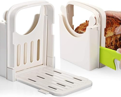 Foldable Bread Slicer,Adjustable Bread Cutting Guide Tools Thicknesses Toast Slicing Machine with Crumb Catcher Tray for Bread/Roast/Sandwich Maker/Loaf Slicer Cutter
