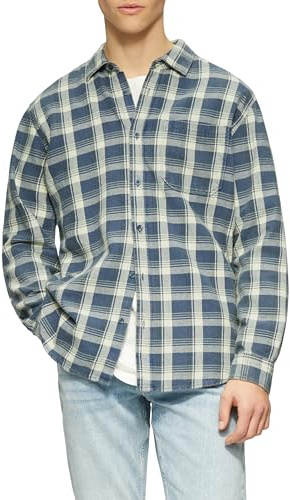 QS Regular Fit: Gewaschenes Flanell-Hemd mit Karo-Muster