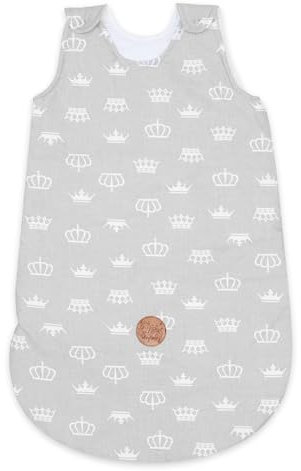 Ganzjährig Baby Schlafsack 80 cm mit Reißverschluss -Leicht und warm Babyschlafsack Kinder Schlafsack für alle Jahreszeiten Baumwolle Kronen
