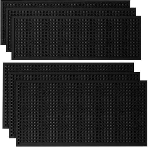 Tioncy Lot de 6 tapis de bar pour comptoir 30,5 x 15,2 cm, 30,5 x 10,2 cm, tapis en caoutchouc antidérapant pour service de déversement, cocktail, restaurant, salon de coiffure, barbier, outils de