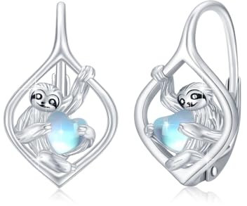 ABIGY Faultier Ohrringe 925 Sterling Silber Damen Faultier Mondstein Ohrringe Tier Schmuck Weihnachten Muttertag Geburtstag Geschenk für Mutter Frau Tochter Freundin
