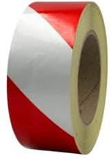 ACIT Nastro catarifrangente adesivo, Nastro Rifrangente, Pellicola autoadesiva altamente retroriflettente, Strisce Catarifrangenti Adesive 50mm x 45,7metri (Longitudinali, Bianco e Rosso)