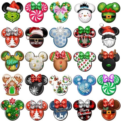 48 PCS Christmas Mouse Wooden Ornaments, Christmas Tree Ornaments, Holiday Hanging Slices with Ropes Christmas Tree Pendants Tags for Home Office Party Christmas Decorations