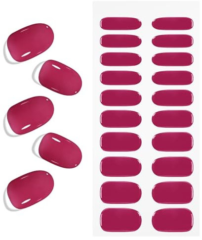 Rose Baie Stickers Ongles Gel, KALEFUL Nail Stickers Semi-durci Autocollant Ongle Gel Uv Deco Ongle Nail Art Sticker Décoration