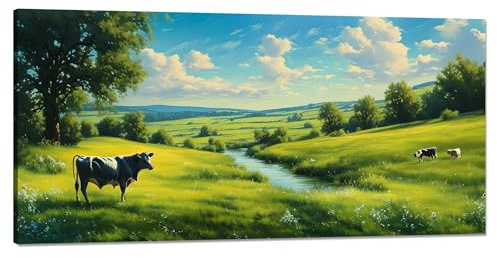 Malen nach Zahlen Tier Malen nach Zahlen Erwachsene Groß 50x100cm,Paint by Numbers Milchkuh Malen nach Zahlen ab 9 jahre,DlY Handgemalt Ölgemälde Knitterfreie Leinwand Bastelset,Deko Wohnzimmer Q-804