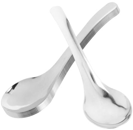 Veemoon 10piezas Cucharas Hogar Chinas Para Servir Mango Dumplings Sopa Soperas Inoxidable Cereales Cubiertos Fiestas Fideos Cucharones Sopa Salsa Helado Comer Soperas Asiáticas Redonda
