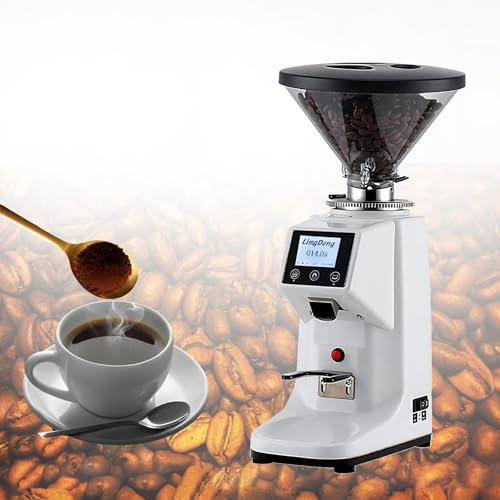 HEIHEIZI Professionelle Kaffeemühle, elektrisch mit 60mm Flachmahlwerk, 500ml/1500ml-Bohnentrichter, 19 unbegrenzte Mahlgrade, mit Touchscreen,500ml-White
