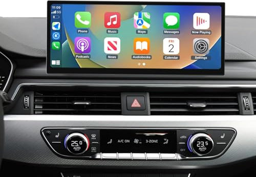 Ninetom Radio para Coche de 12,3'' con Apple CarPlay, Android Auto, Mirrorlink y GPS para Audi A4 y A5 (2016-2019) con Sistema MIB, Compatible con Mirrorlink, cámara, navegación, Siri y música