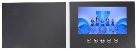 Topiky Video-Grußkarte, 7 Zoll, HD, Digitale Broschüre mit Typ-C-Anschluss, Wiederaufladbarer Batterie, 128 MB Speicher für Marketing-Hochzeit