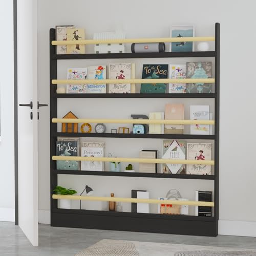 Tazyee Bücherregal, hinter der Tür, Bücherregal, Holz, 3/4/5/6 Etagen, für Spielzeug und Bücher, platzsparende Wandhalterung, schmal (individuelle Farben, 5 Ablagen/119,9 x 9,9 x 145 cm)