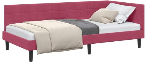 vidaXL Corner Bed Frame for Bedroom Modern Velvet, Space-Saving and Wall Mounted