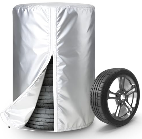 FreeTec Auto Reifentasche, 17-22 Zoll Reifenabdeckung Reifenschutzhülle Aufbewahrung für 4 Reifen, Sonnenschutz Winterabdeckung für Autoreifen Felgenbaum (80 x 117cm) (420D)
