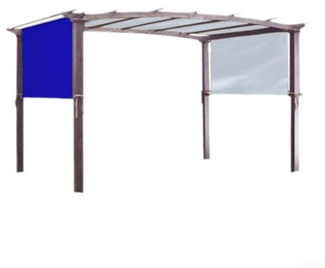 Auvent de pergola d'extérieur avec tissu perméable et embouts d'arrimage pour une installation sûre sur les patios et les porches (bleu)