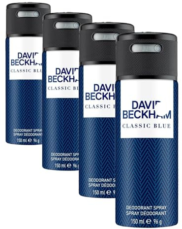 DAVID BECKHAM Classic Blue Deodorant Anti-Perspirant Body Spray for Men, 150 ml (Pack of 4)