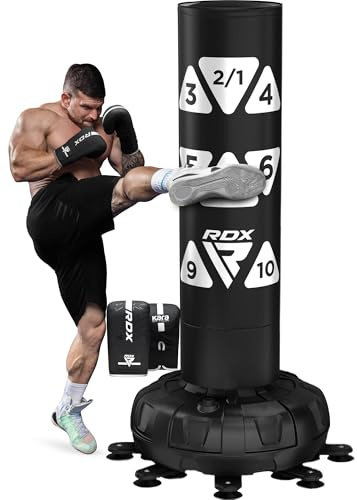 RDX XXL 150KG 6FT Target Freestanding Punch Bag with Gloves – 72” Adult Heavy Pedestal Punch Bag Set - 17 Suction Cup 8 Extended Legs Stand Base - Kick Boxing MMA Muay Thai Home Gym Fitness