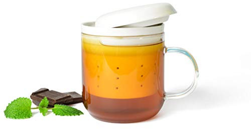 Sendez® Teeglas mit Teesieb aus Porzellan Teefilter Teezubereiter Teebecher Teetasse